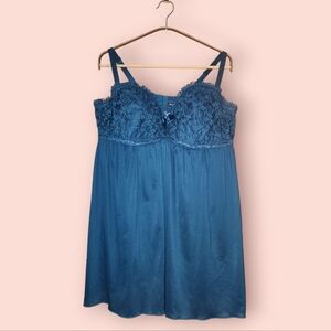 Torrid Lace Babydoll Plus Size 3x Blue Lacy Sexy Lingerie Nightie Underwire
